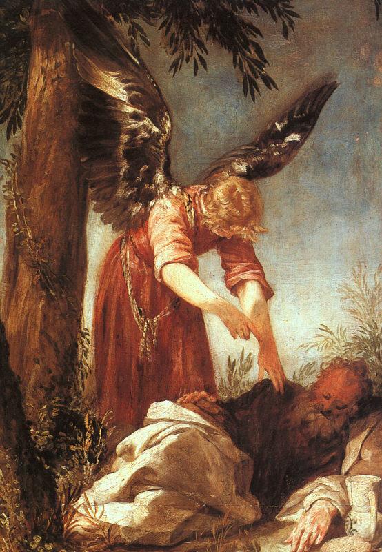ESCALANTE, Juan Antonio Frias y An Angel Awakens the Prophet Elijah dfg Germany oil painting art